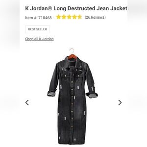 Women's Black Jean Destructed Long Fall Coat